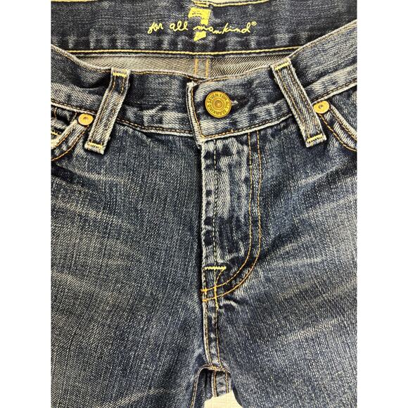 7 For All Mankind Women's Distressed Denim Bermuda Shorts Raw Hem Size 26 - Picture 7 of 8